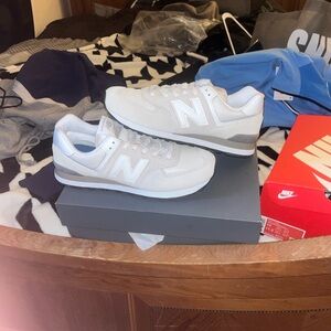 New Balance 574 White and Gray Sneakers